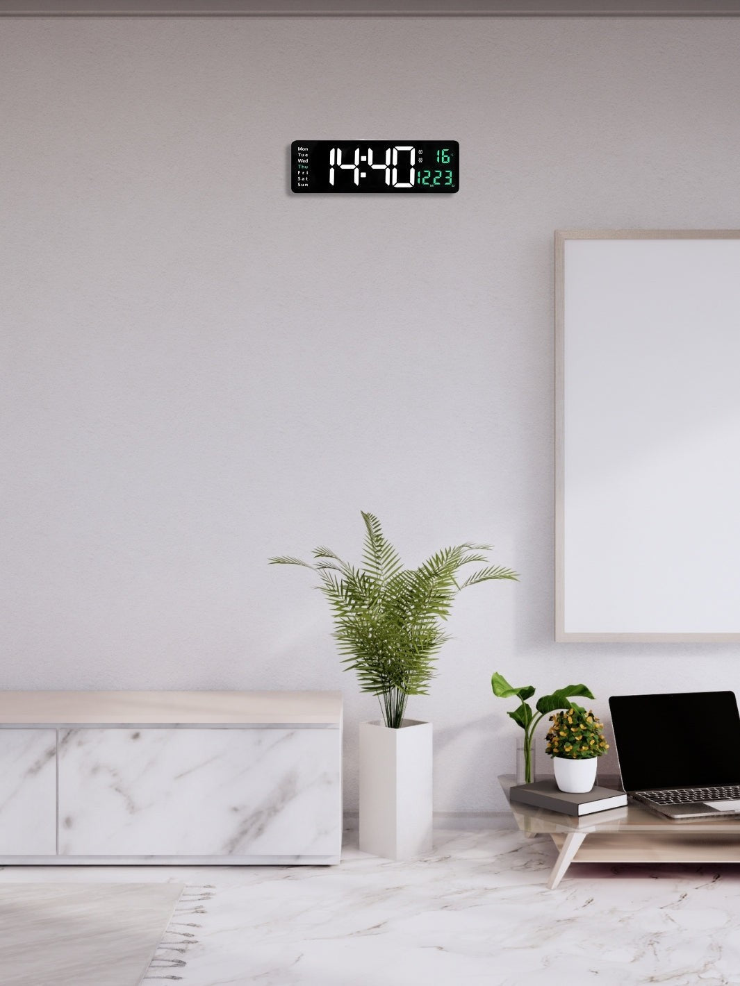 grande horloge murale numerique_Vert Clair (2)