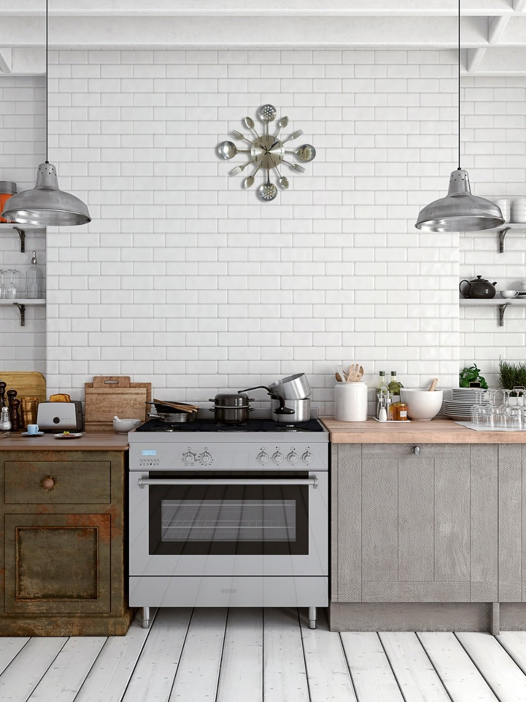 horloge cuisine couverts_Argent (3)