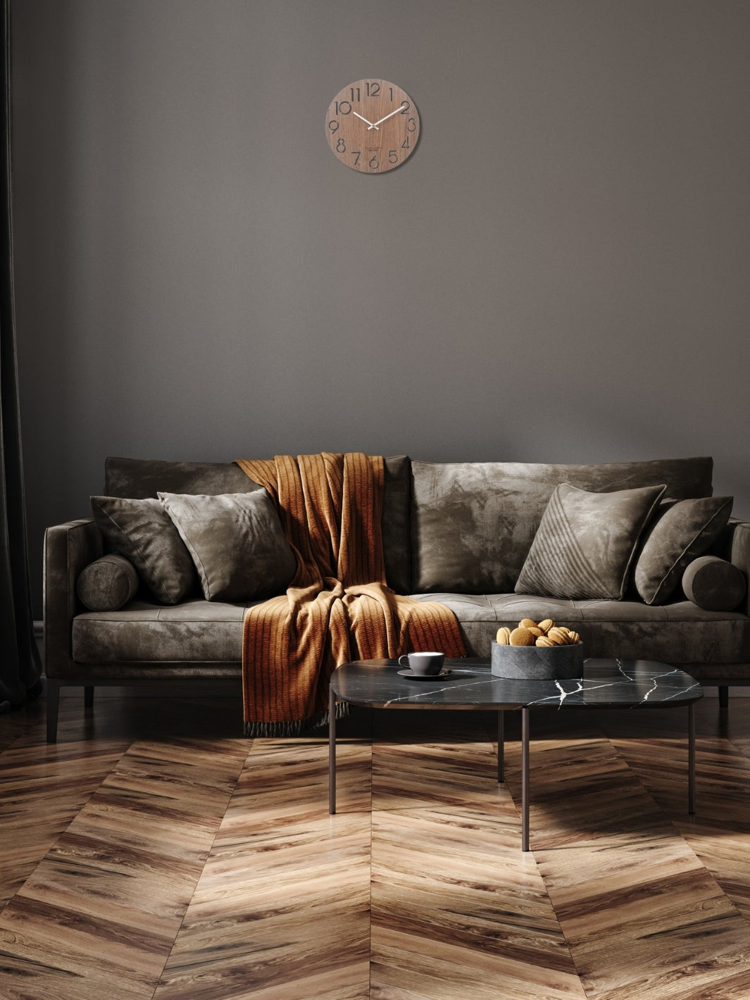 horloge murale cadre bois_Bois Fonce (2)