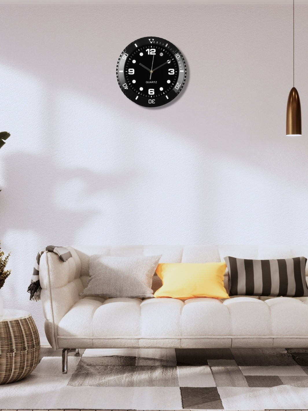 horloge murale forme montre_Noir (2)