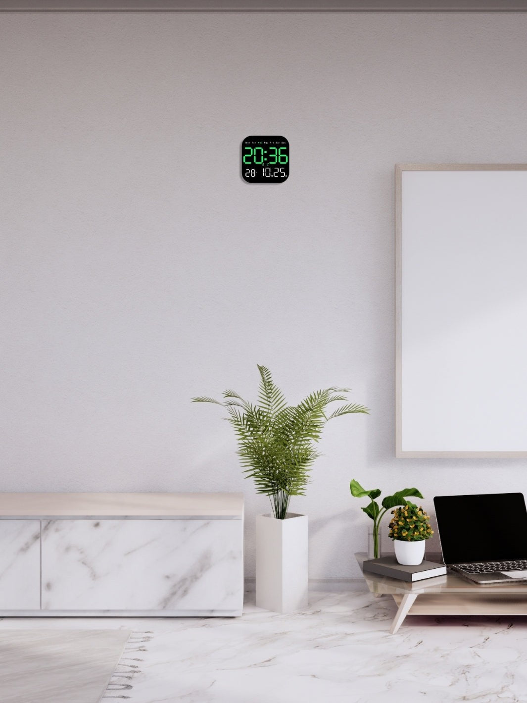 horloge murale numerique radio pilotee_Vert Clair (2)