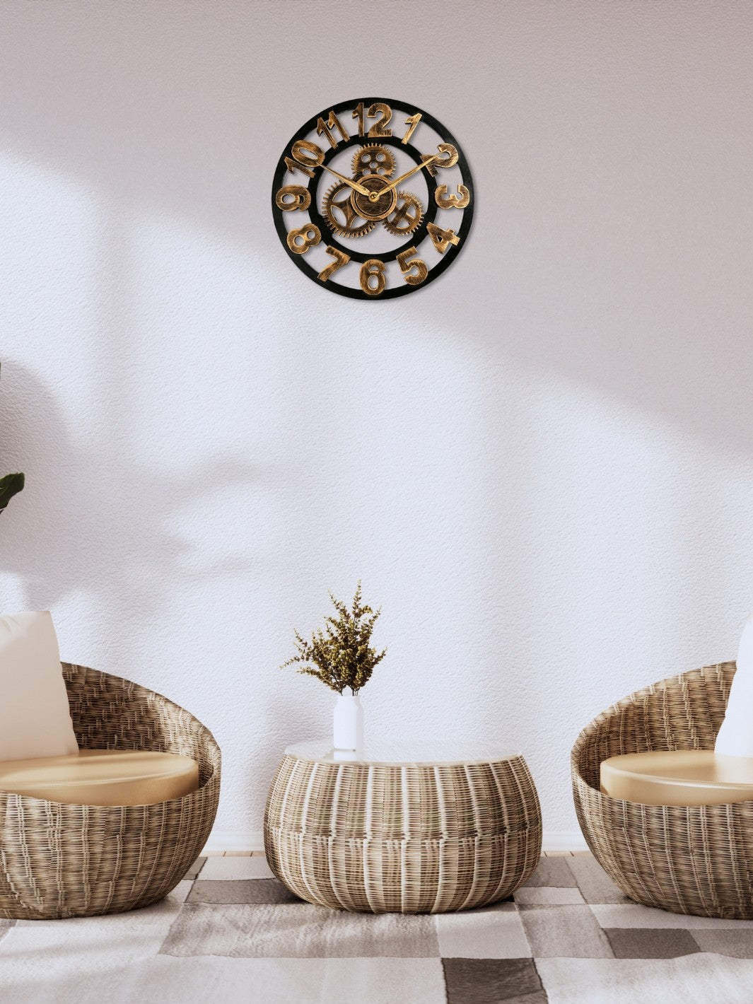 horloge murale vintage engrenage Or (3)