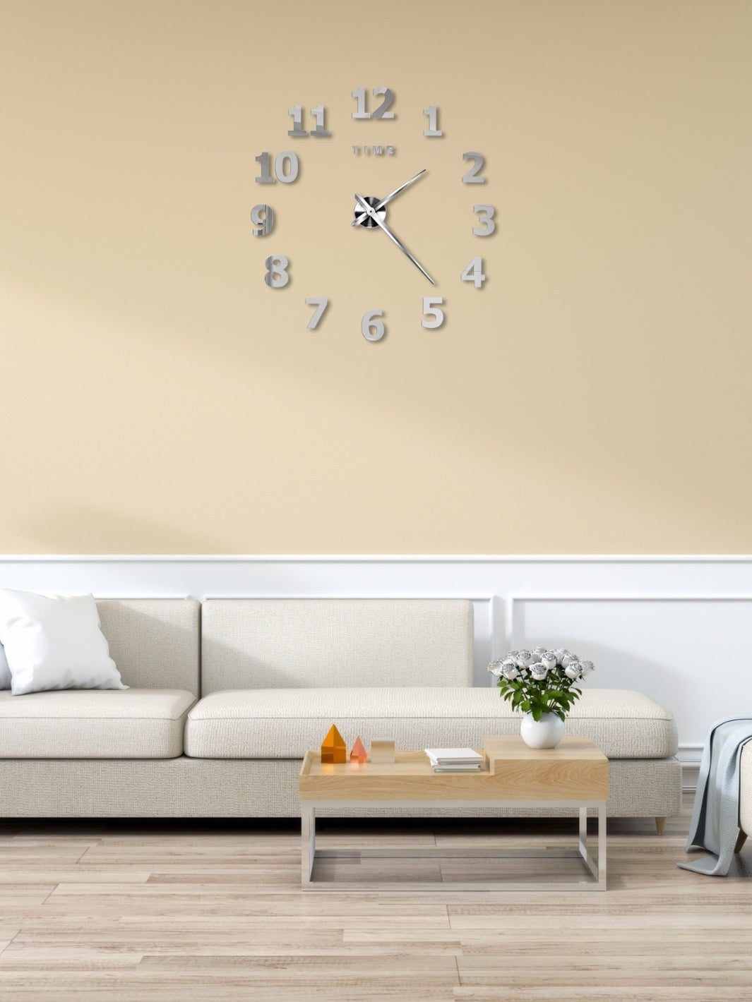 grande horloge murale 3d_Argent (2)