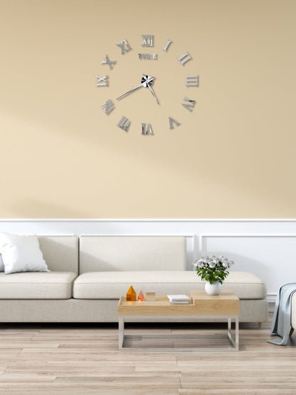 grande horloge murale chiffres romains_Argent (2)