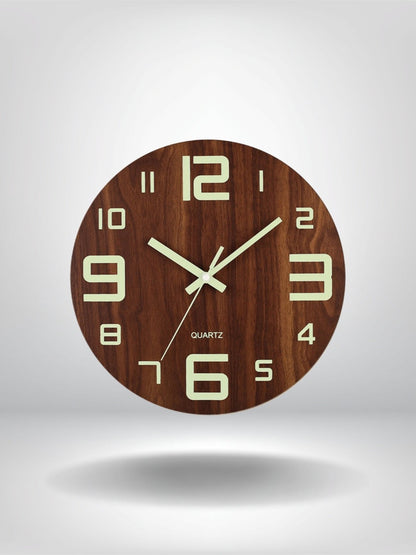 horloge murale bois ronde_Bois Marron