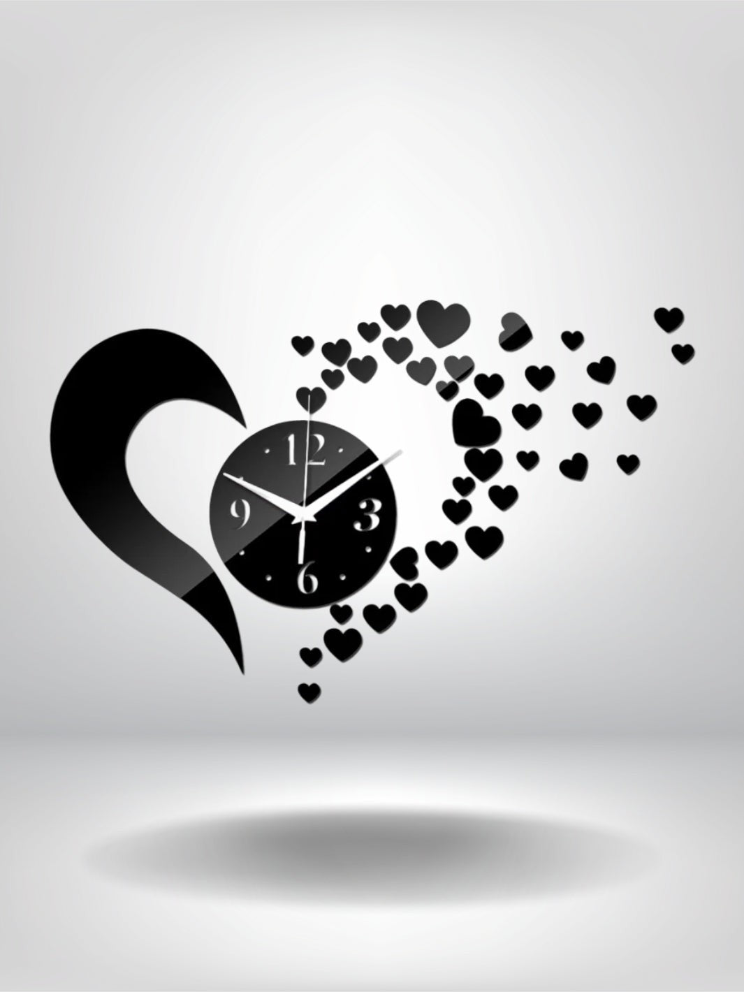 horloge murale coeur_Noir