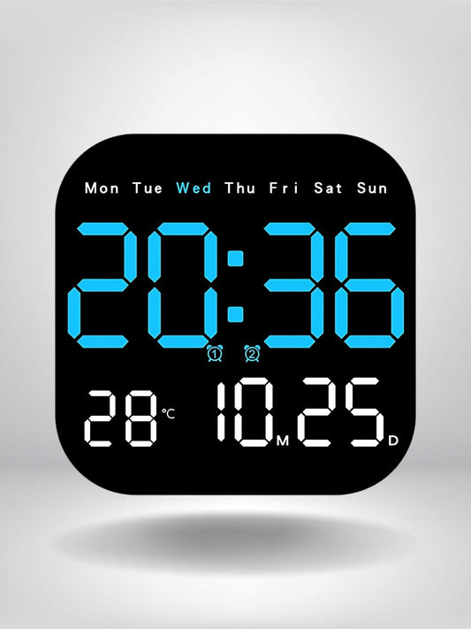 horloge murale numerique radio pilotee_Bleu Clair